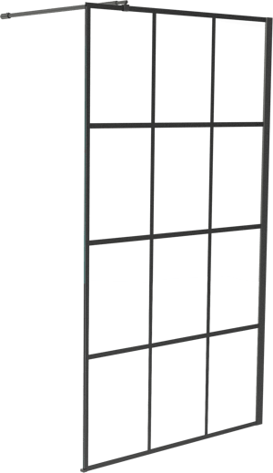 Linie Walk-In inloopdouche 120 x 200 cm square glas mat zwart profiel