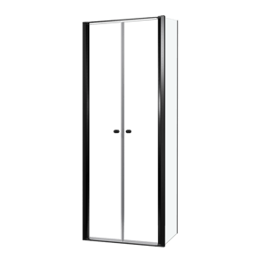 Luca Varess Kuresa douchehoek met pendeldeur met vaste zijwand 80 x 80 x 200 cm helder glas en mat zwarte profielen