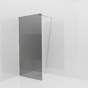 Balmani Modular inloopdouche: 100 x 200 cm, Rookglas met matte strook, Brushed Champagne Gold profielen