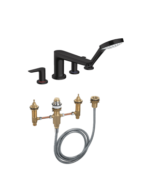 Hansgrohe Talis 4-gats badrandkraan met douchekop Mat Zwart, incl. inbouwelement