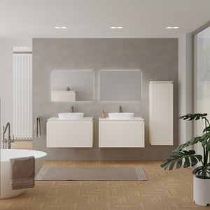 Balmani Eclips Badmöbel Set mit Eclips Waschtischplatte für Aufsatzwaschbecken