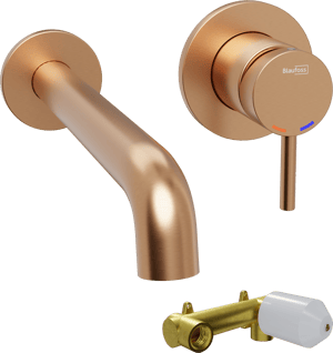 Blaufoss Round robinet mural lavabo Brushed Rosegold incl élément intégré