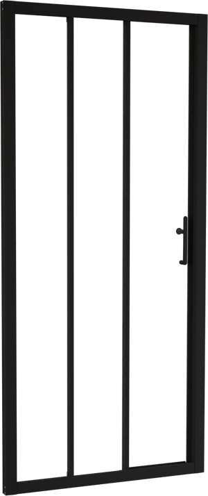 Linie Cadiz porte coulissante en trois parties 90 cm x 190 cm verre transparent profil noir mat