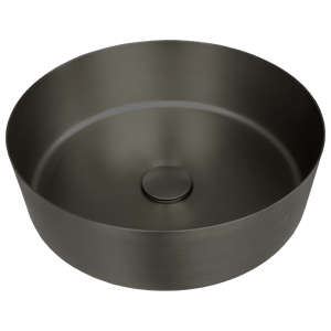 Balmani Accia Aufsatzwaschbecken: Brushed GunMetal, Edelstahl, rund, Ø 36 cm