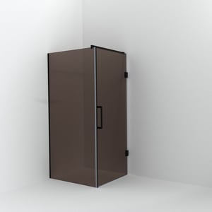 Balmani Modular douche à l'italienne avec porte: 100 x 200 cm avec porte 90 cm, Verre bronze avec coating, Profil Noir mat