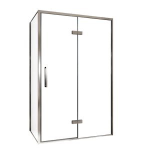 Balmani Senses Design douchehoek met rechtse draaideur en vaste zijwand, 120 x 90 cm, Helder glas, Chroom profielen, met coating