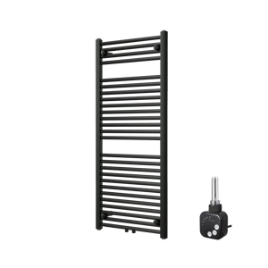 Vipera Kanza Einzel Handtuchheizkörper 50 x 120 cm Elektrische Heizung Schwarz matt Seiten- und Mittelanschluss 500W, inkl. Widerstand