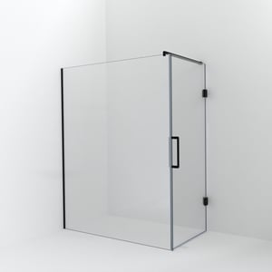 Balmani Modular douche à l'italienne avec porte: 160 x 200 cm avec porte 90 cm, Verre extra transparent avec coating, Profil Noir mat