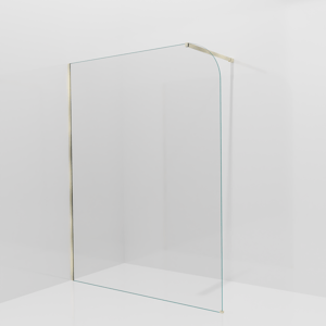 Balmani Modular inloopdouche: 160 x 200 cm, Helder glas afgerond met coating, Brushed Champagne Gold profielen