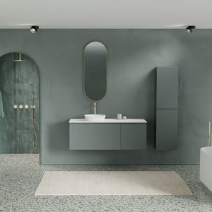 Balmani Sfera Badmöbel Set mit Stretto Waschtischplatte für Aufsatzwaschbecken