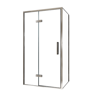 Balmani Senses Design Eckdusche: Drehtür (Links) mit fixierte Seitenwand, 100 x 100 cm, Klarglas, Profil Chrom