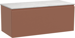 Balmani Sfera by Lucida hängendes Möbelstück Set: 120 x 55 cm, Cotto, mit Stretto Einzel- oder Doppel Waschtischplatte, Marmor Carrara