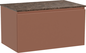 Balmani Sfera by Lucida zwevend badmeubel 90 x 55 cm cotto met Stretto enkel wastafelblad in marmer dark emperador