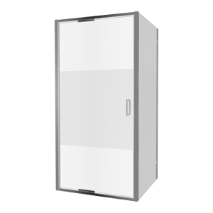 Luca Varess Vidor In douchecabine met draaideur en vaste zijwand 100 x 90 cm Helder glas met matte strook glans chroom profiel