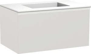 Balmani Idra zwevend badmeubel 90 x 55 cm mat wit met Tablo Stretto enkele wastafel in solid surface mat wit