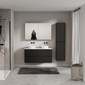 Storke Seda Badmöbel Set mit Tavola Waschtischplatte für Aufsatzwaschbecken