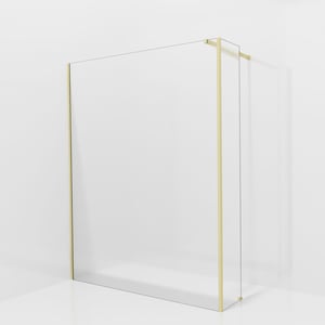 Balmani Modular Walk-In Dusche mit fester Seitenwand: 160 x 200 cm, Ribs, inklusive Coating, Profil Brushed Champagne Gold