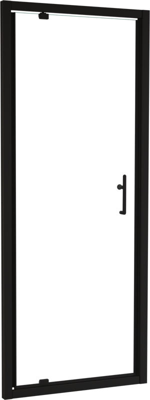 Linie Cadiz porte pivotante 80 cm x 190 cm verre transparent profil noir mat