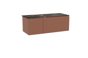 Balmani Sfera hängendes Möbelstück Set: 135 x 55 cm, Cotto, mit Stretto Einzel- oder Doppel Waschtischplatte, Marmor Portoro Gold