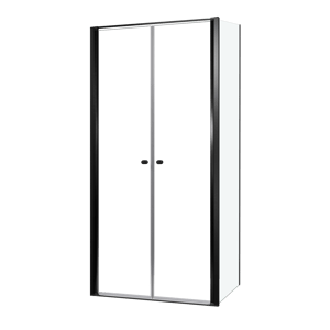 Luca Varess Kuresa douchehoek met pendeldeur met vaste zijwand 100 x 90 x 200 cm helder glas en mat zwarte profielen