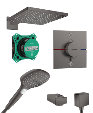 Hansgrohe Showerselect Comfort_E thermostat-armatur Unterputz Regendusche-System mit Kopfbrause 30 x 30 cm brushed black chrome