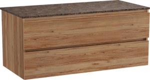 Balmani Lucida zwevend badmeubel 120 x 55 cm teakhout met Stretto enkel of dubbel wastafelblad in marmer dark emperador
