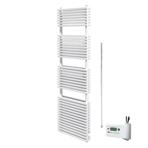 Vipera Vesuvio Doppel Handtuchheizkörper 50 x 180 cm Elektrische Heizung weiß matt Seiten- und Mittelanschluss 1.430W, inkl. Widerstand