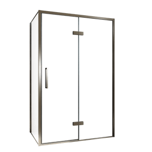 Balmani Senses Design douchecabine met rechtse draaideur en vaste zijwand, 120 x 90 cm, Helder glas, Brushed GunMetal profielen