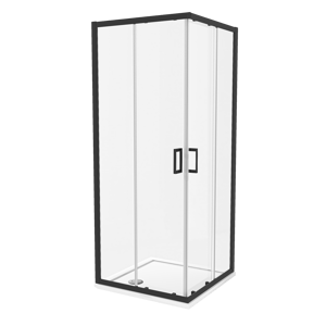 Luca Varess Vidor paroi de douche avec accès d'angle et 2 portes coulissantes 80 x 80 cm verre transparent profil noir mat