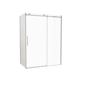 Luca Varess Boltano Eckdusche Schiebetür mit fixierter Seitenwand, 150 x 80 cm, Klarglas, Profil Chrom