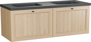 Balmani Lemon zwevend badmeubel 150 x 55 cm, fineer naturel eiken met Napoli dubbele wastafel in zwart graniet