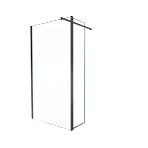 Balmani Move Walk-In Dusche: Bewegliche Seitenwand, 120 x 200 cm, Klarglas, Schwarzes Profil, matt