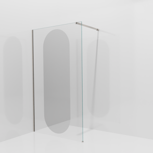 Balmani Modular Walk-In Dusche: 120 x 200 cm, Reflex-Spiegelglas Oval, Profil Brushed CoolMetal