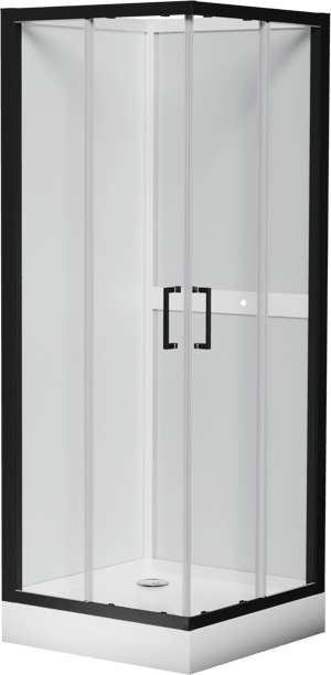 Luca Varess Talan Duschkabine: Schiebetür, 80 x 80 cm, Klarglas, Schwarzes Profil, matt