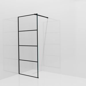 Balmani Modular inloopdouche: 90 x 200 cm, Lined, Mat zwarte profielen