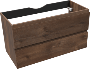 Linie Lado hängender Waschbeckenunterschrank: 100 x 46 cm, braune Eiche, 2 Schubladen