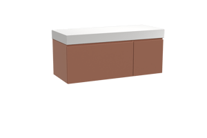 Balmani Sfera hängendes Möbelstück Set: 135 x 55 cm, Cotto, mit Dominus Einzel- oder Doppel Waschtischplatte, Solid Surface Weiß matt