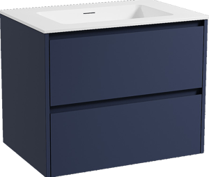 Storke Seda zwevend badkamermeubel 75 x 52 cm nachtblauw met Mata enkele wastafel in solid surface mat wit