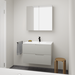 Linie Ribbo Badmöbel Set mit Vano Waschtisch und Spiegelschrank