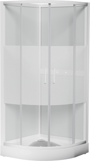 Luca Varess Talan cabine de douche quart de rond avec portes coulissantes 90 x 90 cm verre transparent avec bande matte à rayures profil blanc brillant