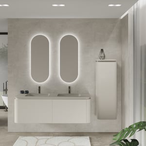 Balmani Moon Badmöbel Set mit Moon Waschtisch mit 2 Badspiegel und Badhochschrank