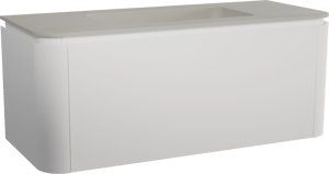 Balmani Moon meuble salle de bains suspendu 130 x 55 cm blanc mat avec Moon plan simple en top solid soie grise