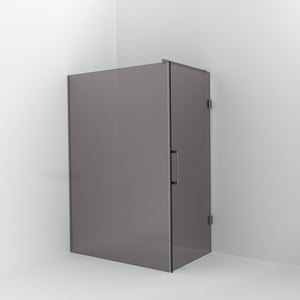Balmani Modular inloopdouche met deur: 140 x 200 cm met deur 90 cm, Rookglas met coating, Brushed Inox profielen