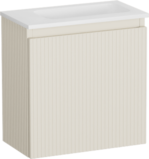 Storke Ribs meuble wc suspendu 40 x 22 cm Sand mat avec Fina lavabo en Solid Surface blanc mat