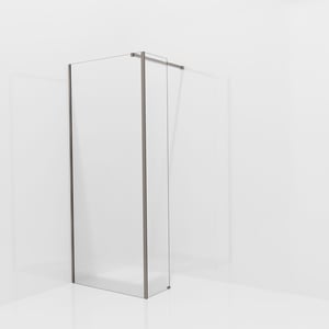 Balmani Modular inloopdouche met vaste zijwand: 90 x 200 cm, Ribs met coating, Brushed GunMetal profielen