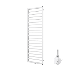 Vipera Listona Einzel Handtuchheizkörper 50 x 180 cm Elektrische Heizung Weiß matt Seiten- und Mittelanschluss 728W, inkl. Widerstand