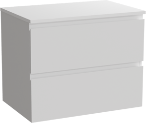 Linie Lado meuble salle de bains suspendu 70 x 46 cm blanc brillant avec Lado tablette simple en marbre composite blanc mat