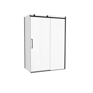 Luca Varess Boltano douchehoek met schuifdeur en vaste zijwand, 120 x 80 cm, helder glas, zwarte profielen