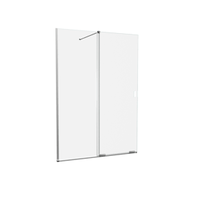 Balmani Move Slide douche à l'italienne avec panneau coulissant 140 x 200 cm verre transparent profil Chrome
