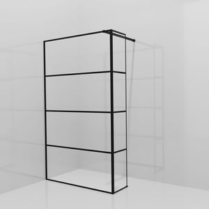 Balmani Modular Walk-In Dusche mit fester Seitenwand: 120 x 200 cm, Lined, Profil Schwarz matt